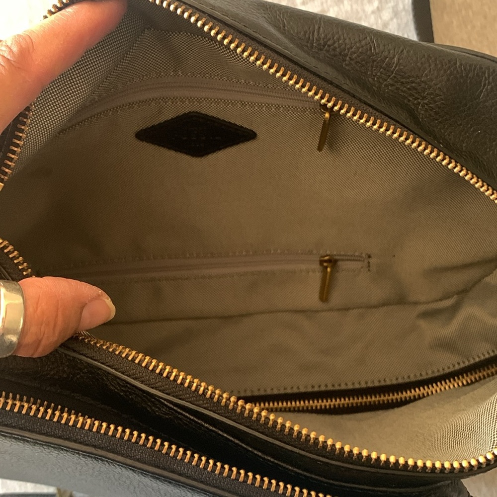 Fossil Black Leather sling/ Backpack with Gold Accents - Picture 8 of 12